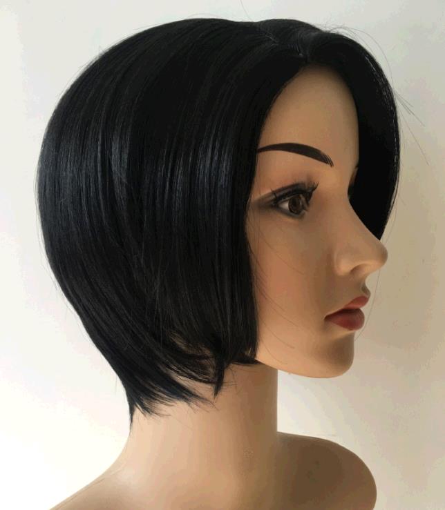 lady Black short bob straight fluffy wig chemical hair wig
