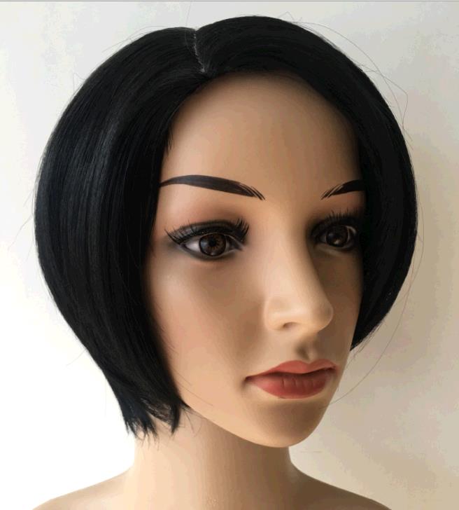 lady Black short bob straight fluffy wig chemical hair wig