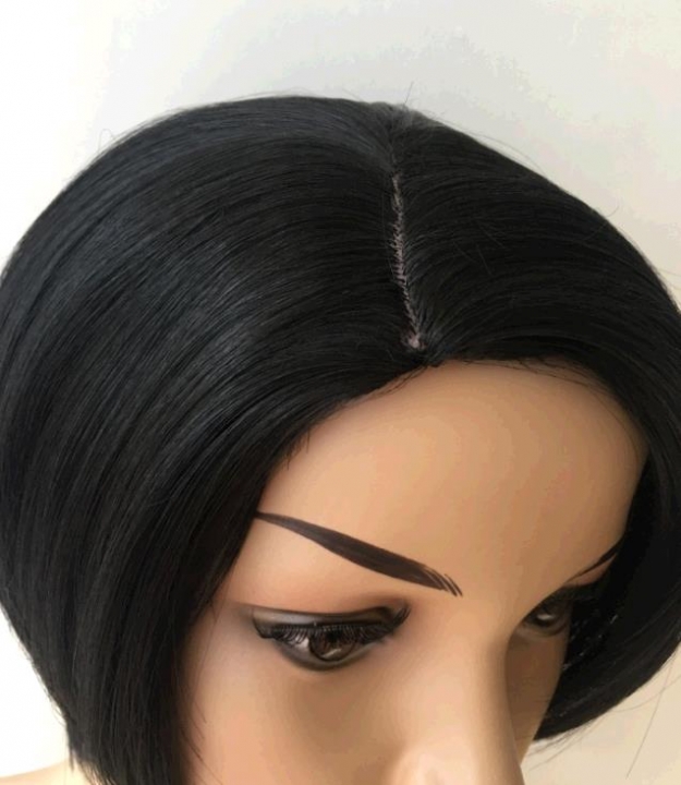 lady Black short bob straight fluffy wig chemical hair wig
