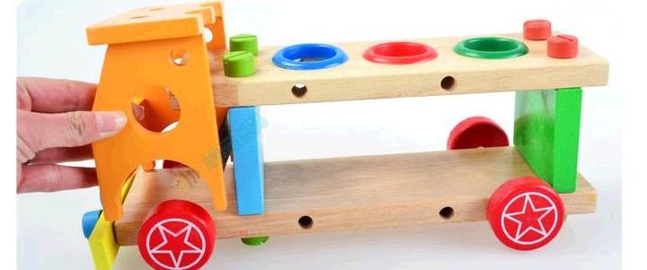 Children disassembly nut Toy Puzzle Toy Wooden Toy knock ball screw car