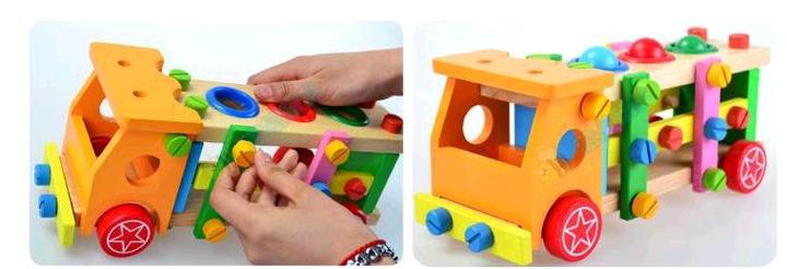 Children disassembly nut Toy Puzzle Toy Wooden Toy knock ball screw car