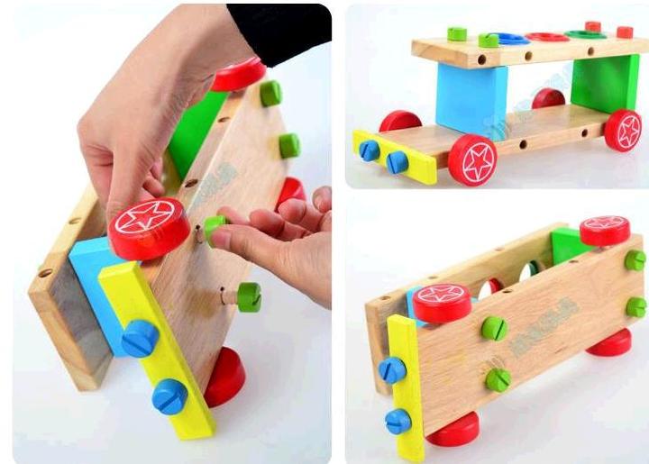 Children disassembly nut Toy Puzzle Toy Wooden Toy knock ball screw car