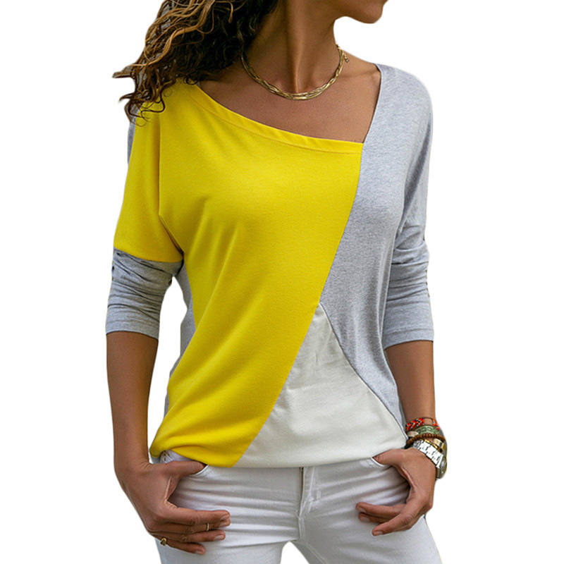 women o neck long sleeve t shirt women patchwork striped t shirt autumn spring casual tops tshirt