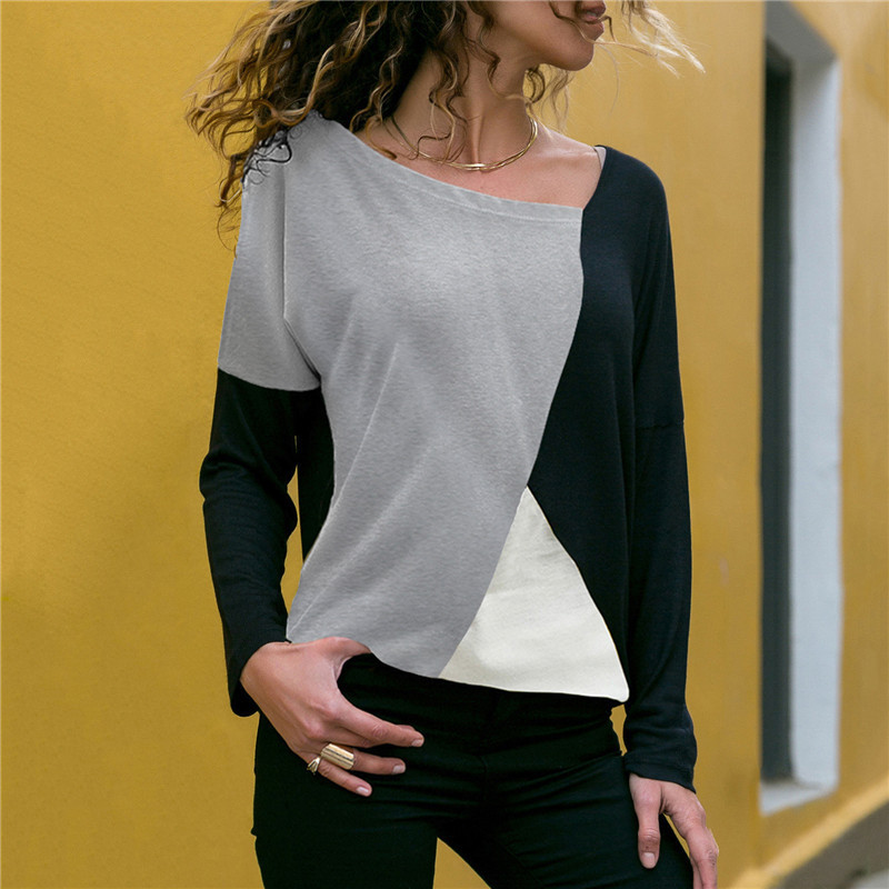 women o neck long sleeve t shirt women patchwork striped t shirt autumn spring casual tops tshirt