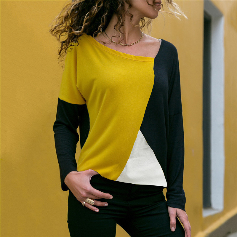 women o neck long sleeve t shirt women patchwork striped t shirt autumn spring casual tops tshirt