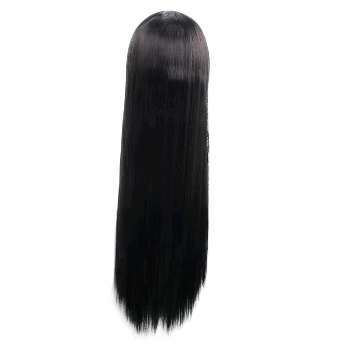 Women Wig Madame Front Lace Long straight black headdress Wigs