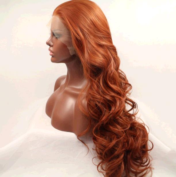 Wig Female Long Curly Red-brown Chemical Fiber Hair Pre-lace Wig Headset Wigs