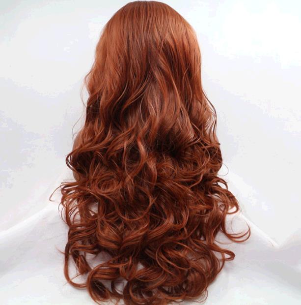 Wig Female Long Curly Red-brown Chemical Fiber Hair Pre-lace Wig Headset Wigs
