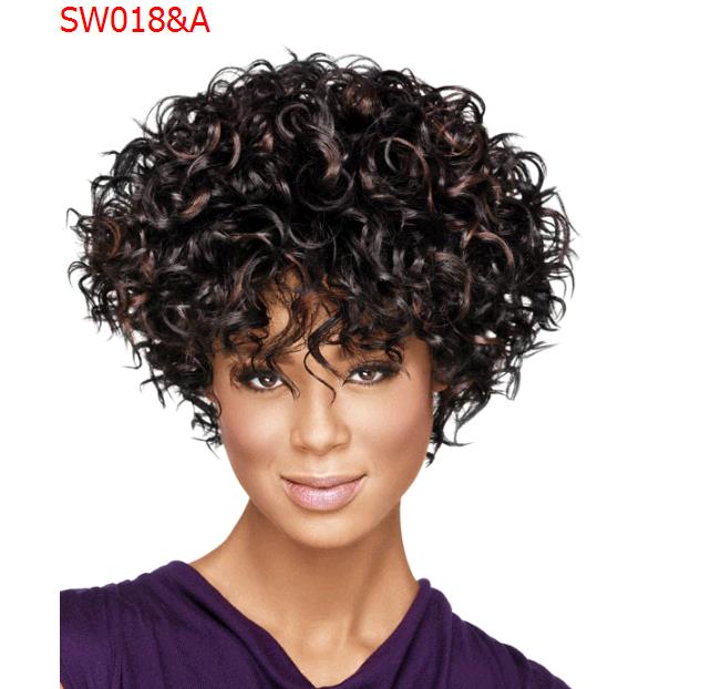 African wig ladies short curly black headgear hair wigs