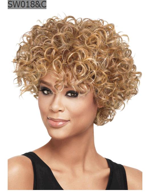 African wig ladies short curly black headgear hair wigs