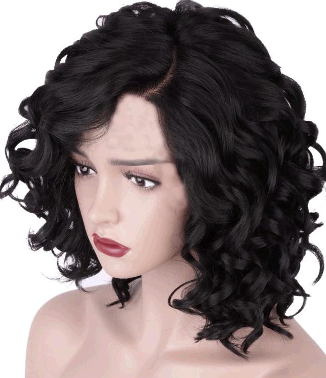 Bob hair wigs small black curls wig lady style wigs