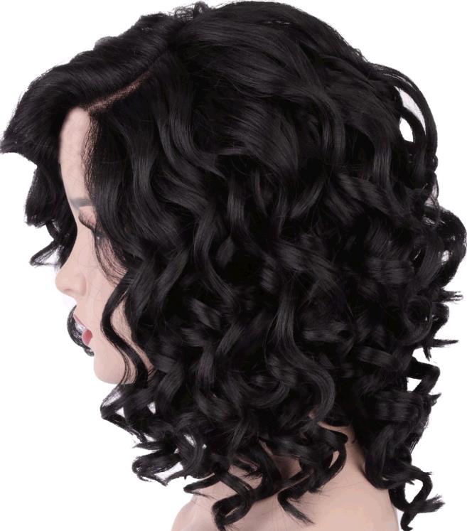 Bob hair wigs small black curls wig lady style wigs