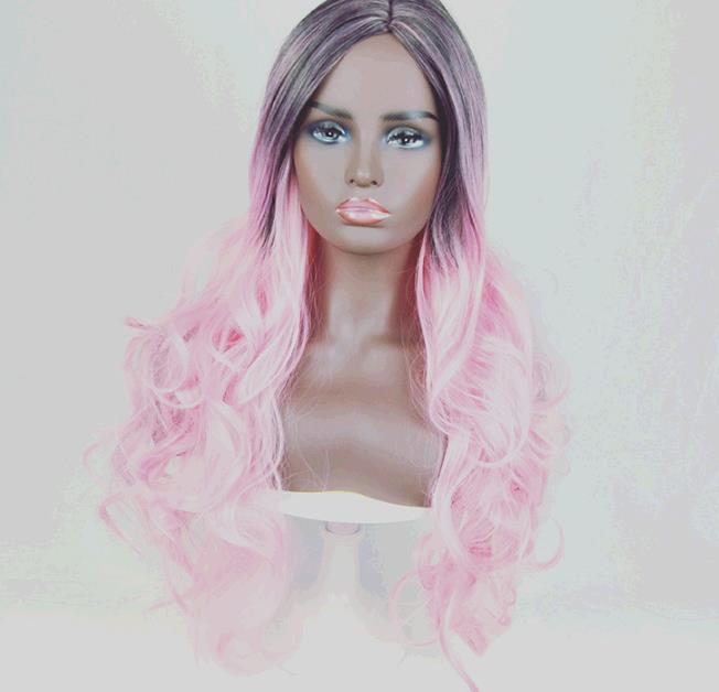 Wig Ladies Long Curly Hair Long Straight Hair Gradual Cost Colour Wigs