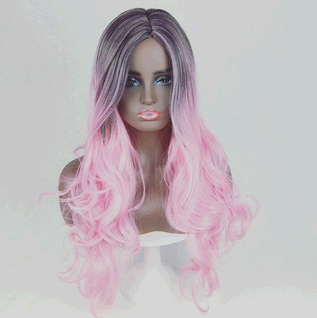 Wig Ladies Long Curly Hair Long Straight Hair Gradual Cost Colour Wigs
