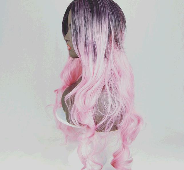 Wig Ladies Long Curly Hair Long Straight Hair Gradual Cost Colour Wigs