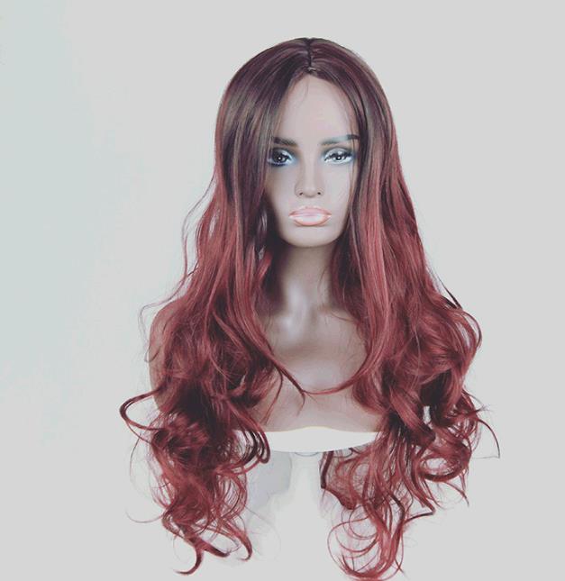 Wig Ladies Long Curly Hair Long Straight Hair Gradual Cost Colour Wigs