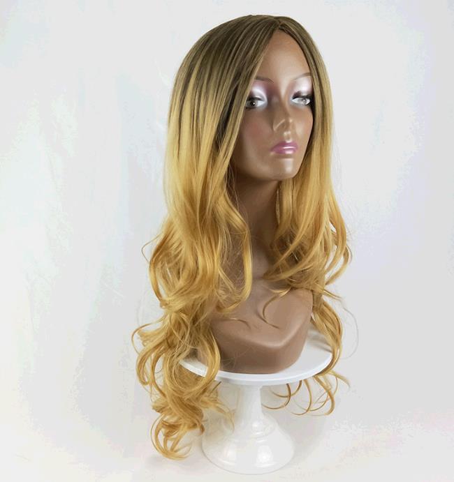 Wig Ladies Long Curly Hair Long Straight Hair Gradual Cost Colour Wigs