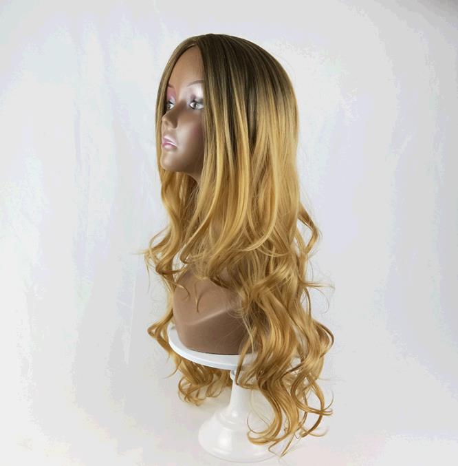 Wig Ladies Long Curly Hair Long Straight Hair Gradual Cost Colour Wigs