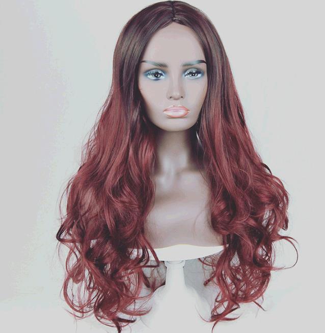 Wig Ladies Long Curly Hair Long Straight Hair Gradual Cost Colour Wigs