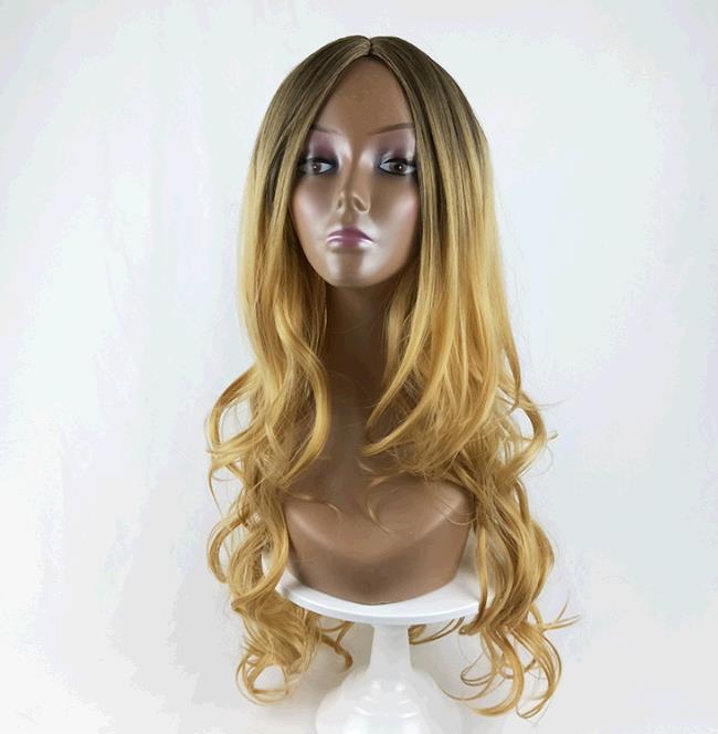 Wig Ladies Long Curly Hair Long Straight Hair Gradual Cost Colour Wigs