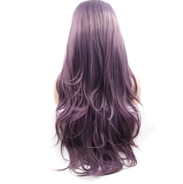 Purple curly hand-woven lace chemical fibre wig long curly party make up wigs