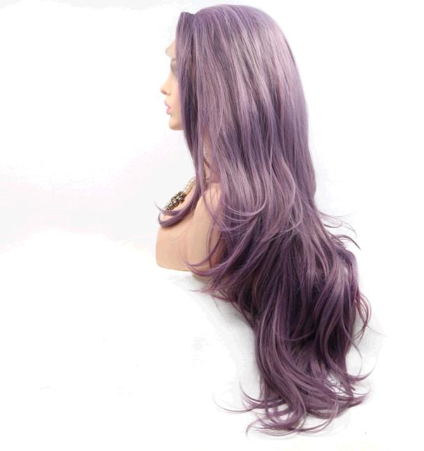 Purple curly hand-woven lace chemical fibre wig long curly party make up wigs