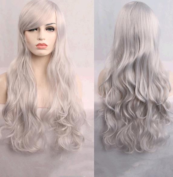 80 cm long curly cosplay role playing wigs mul-ti color curly wig
