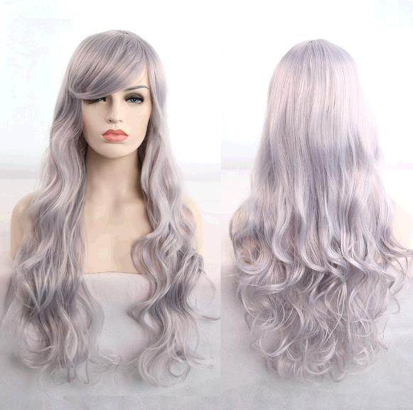 80 cm long curly cosplay role playing wigs mul-ti color curly wig