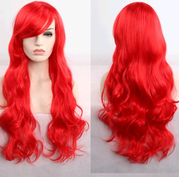 80 cm long curly cosplay role playing wigs mul-ti color curly wig