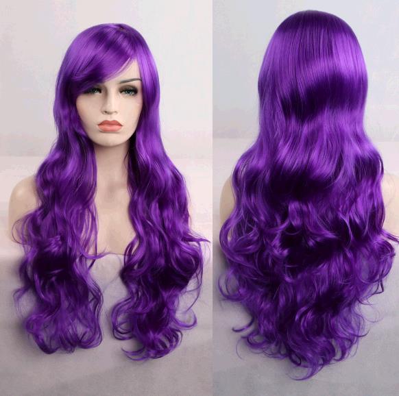 80 cm long curly cosplay role playing wigs mul-ti color curly wig