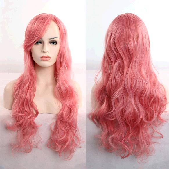 80 cm long curly cosplay role playing wigs mul-ti color curly wig
