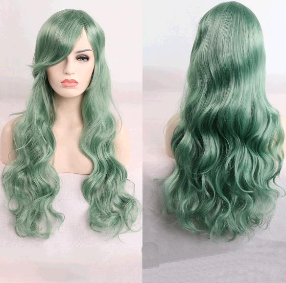 80 cm long curly cosplay role playing wigs mul-ti color curly wig