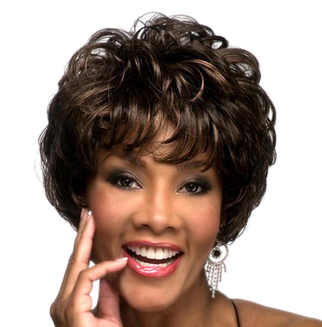 Women Fashion Slant Liuhai Wig Fluffy Pick-up Short Curly Hair Cover Wigs