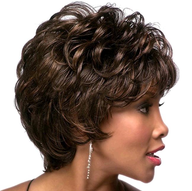 Women Fashion Slant Liuhai Wig Fluffy Pick-up Short Curly Hair Cover Wigs