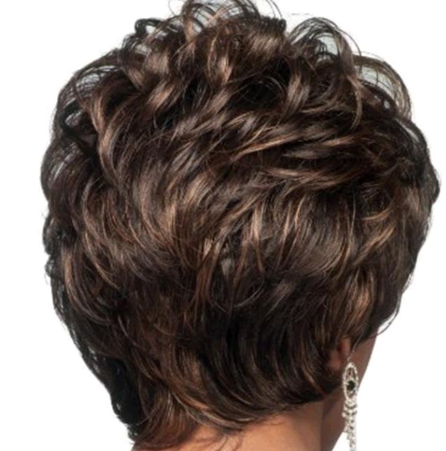 Women Fashion Slant Liuhai Wig Fluffy Pick-up Short Curly Hair Cover Wigs
