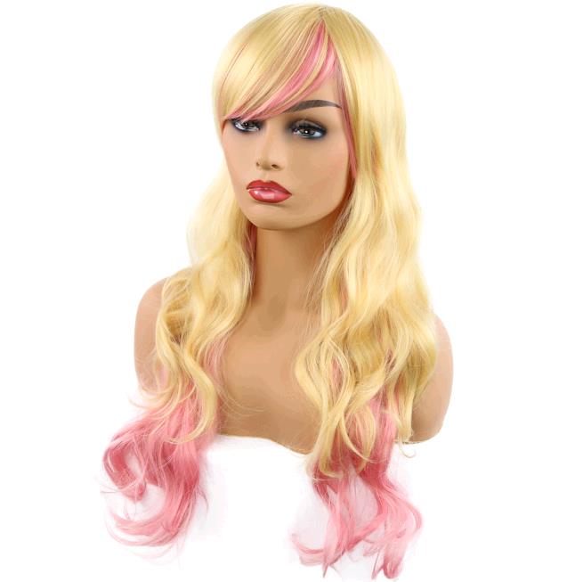 Cartoon cos wig Lolita role playing rainbow colorful gradient wig cosplay video wigs