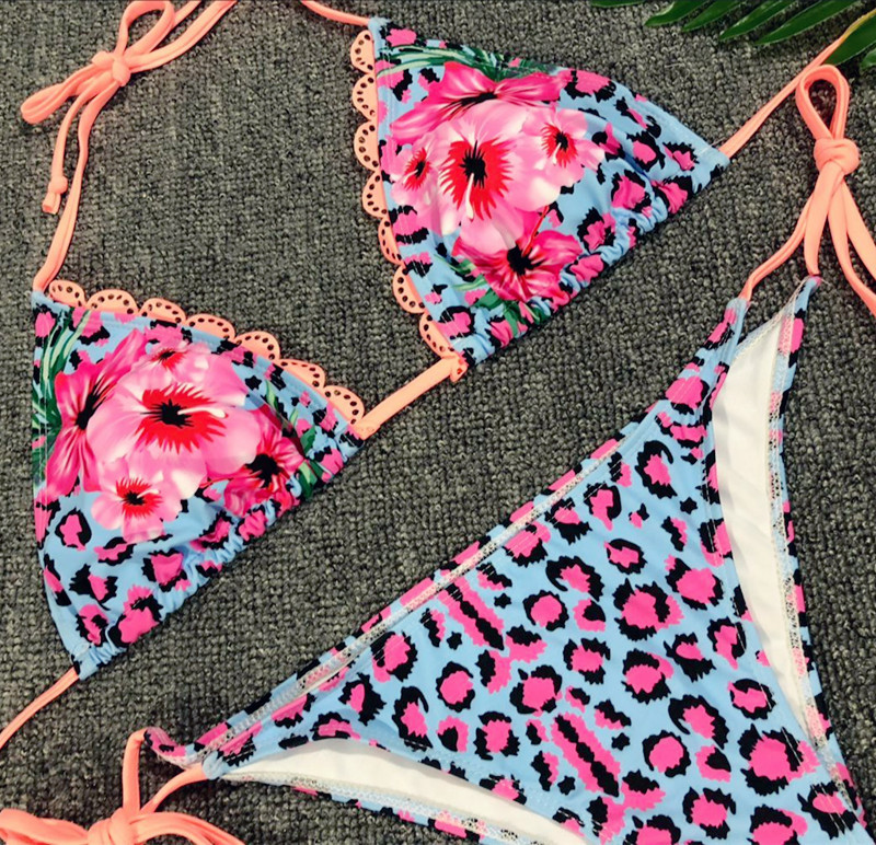 Leopard Print Bikini two piece set swimsuit swimwear summer holiday beach swimsuit