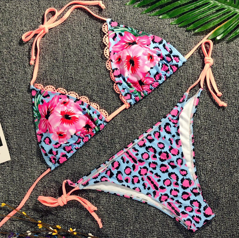 Leopard Print Bikini two piece set swimsuit swimwear summer holiday beach swimsuit