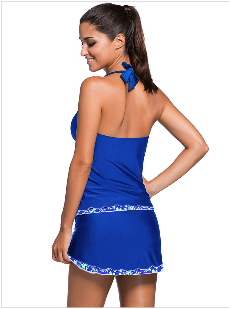 Bikini Swimwear  V-Collar Back Hot Spring two piece set Pure Skirt Swimwear swimsuit plus size