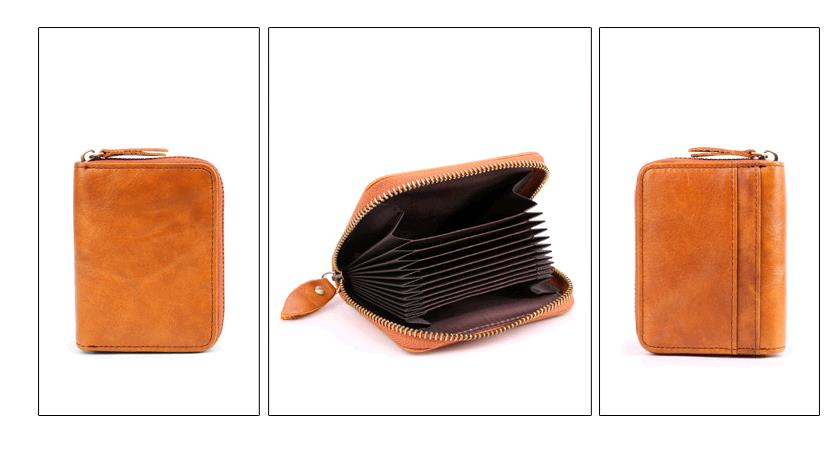RFID anti-magnetic card wrapped cowhide multi-card wallet bag Retro Leather men's pocket wallets