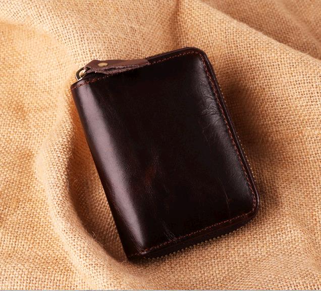 RFID anti-magnetic card wrapped cowhide multi-card wallet bag Retro Leather men's pocket wallets