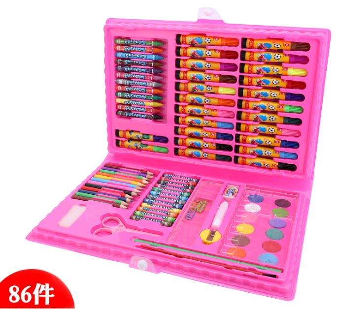 86 IN 1 Kids Painting Gifts Student Stationery Box Art Learning Watercolor Brush Stationery Set