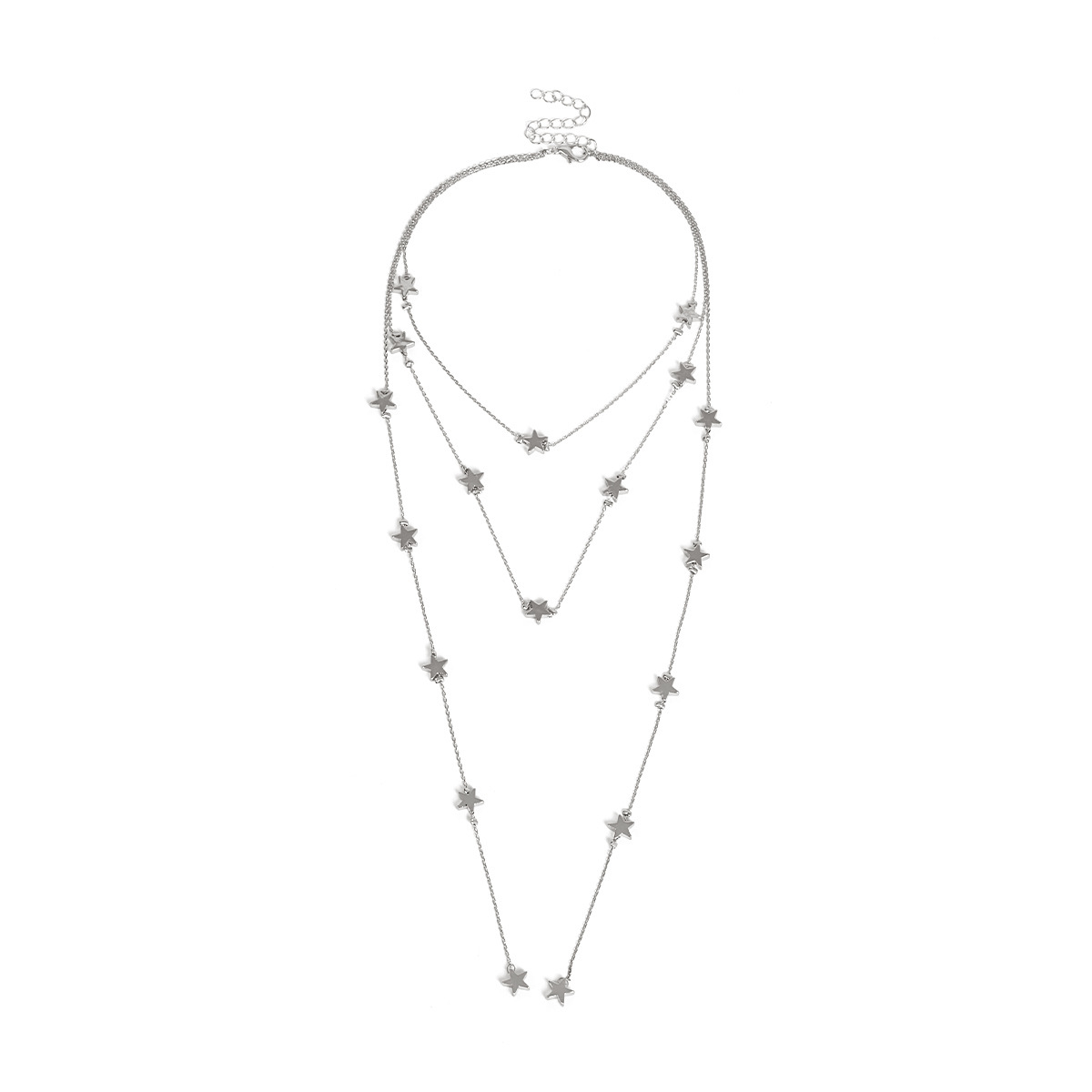 women Star shape Personality Fashion Business Necklace Star pendant tassel multi-layer Necklace