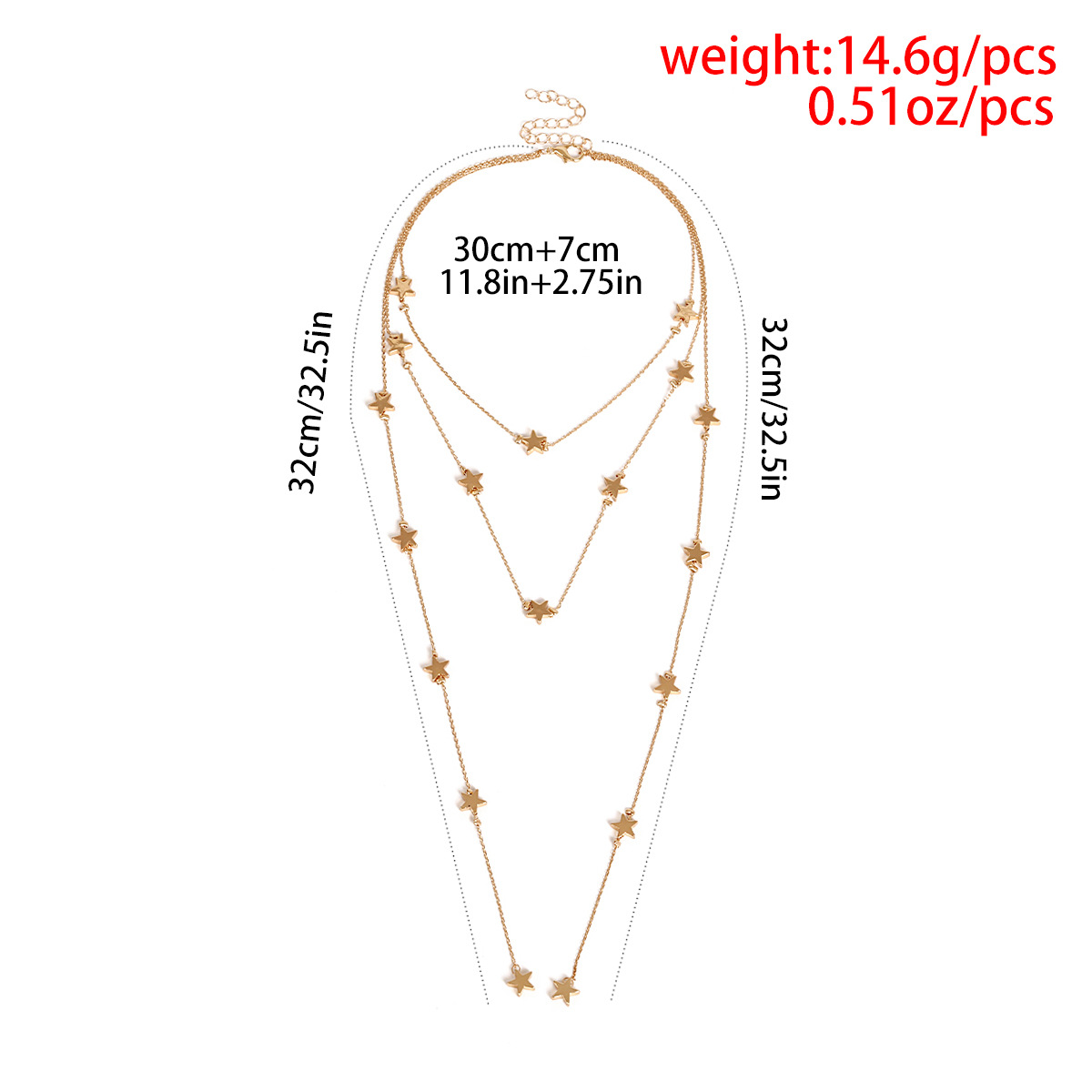 women Star shape Personality Fashion Business Necklace Star pendant tassel multi-layer Necklace