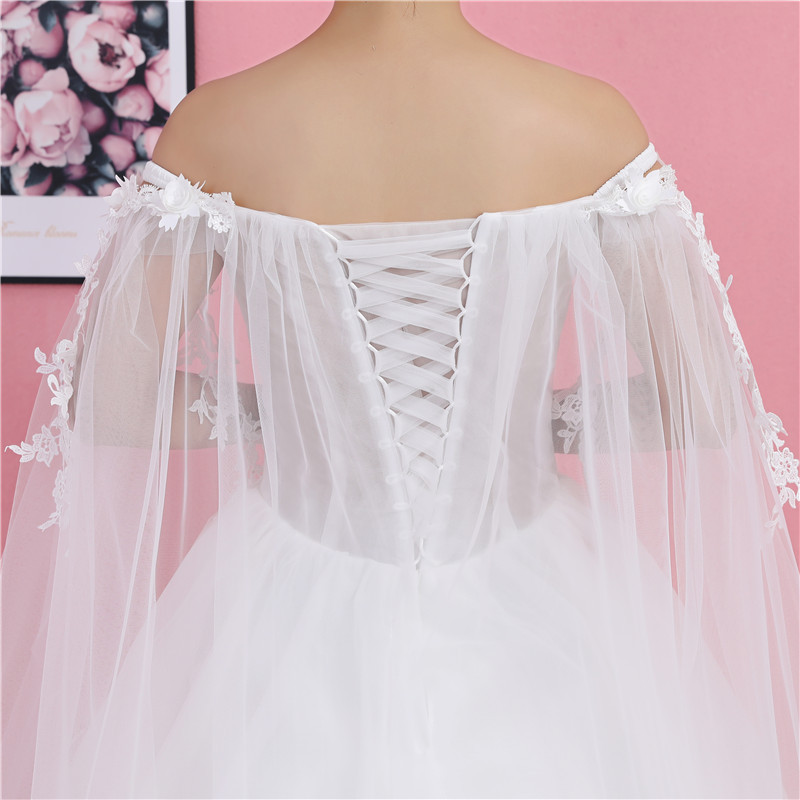 Summer slash neck wedding dress saintie tail-shawl yarn sweet fresh wedding dress