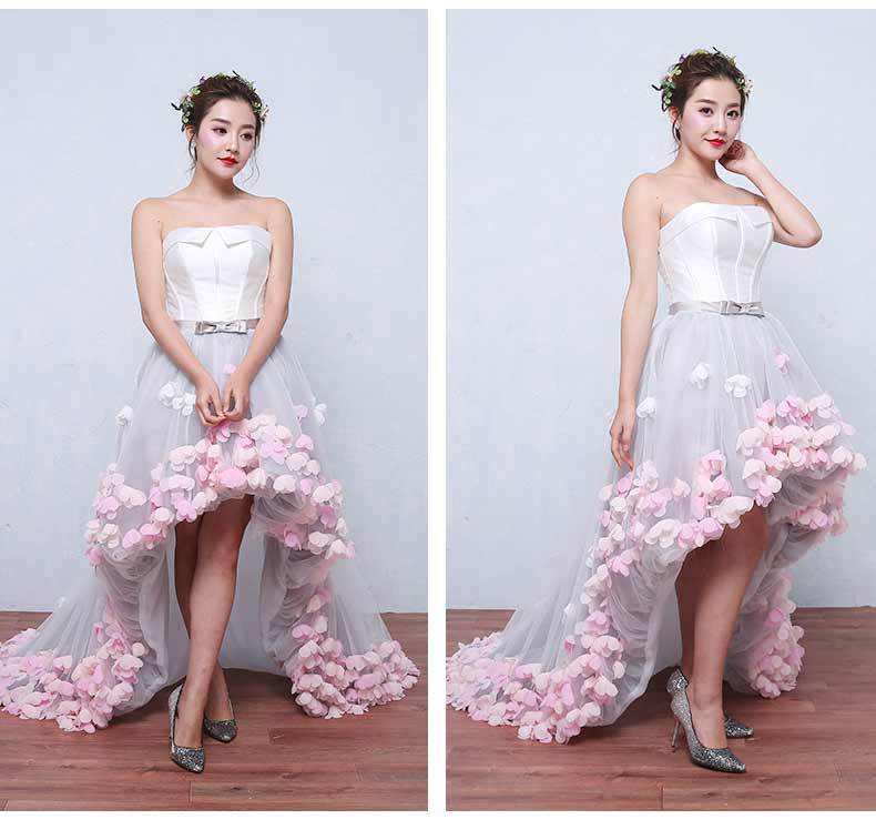 Romantic handmade petals sea view location drag the tail bride wedding special occasion dress
