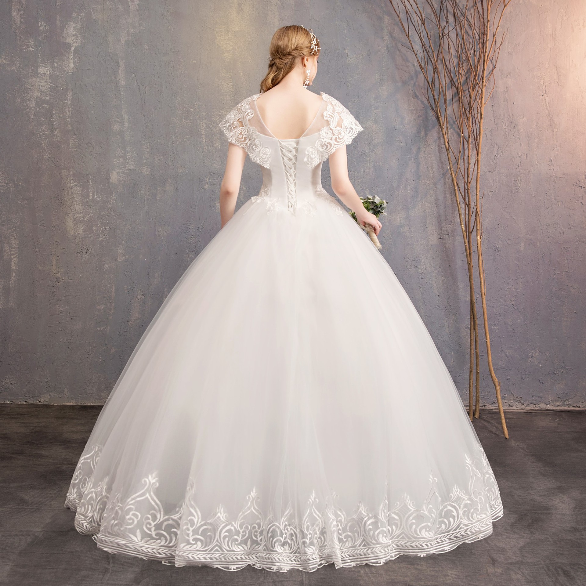 Wedding Dresses Autumn and Winter New Fashion Korean Round Collar Slender Bride's Wedding Dresses