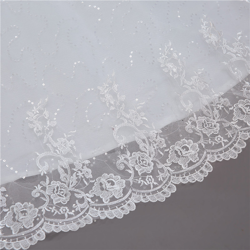 Bride's wedding dress with shoulder lace flowers Korean o neck simple tail wedding dress