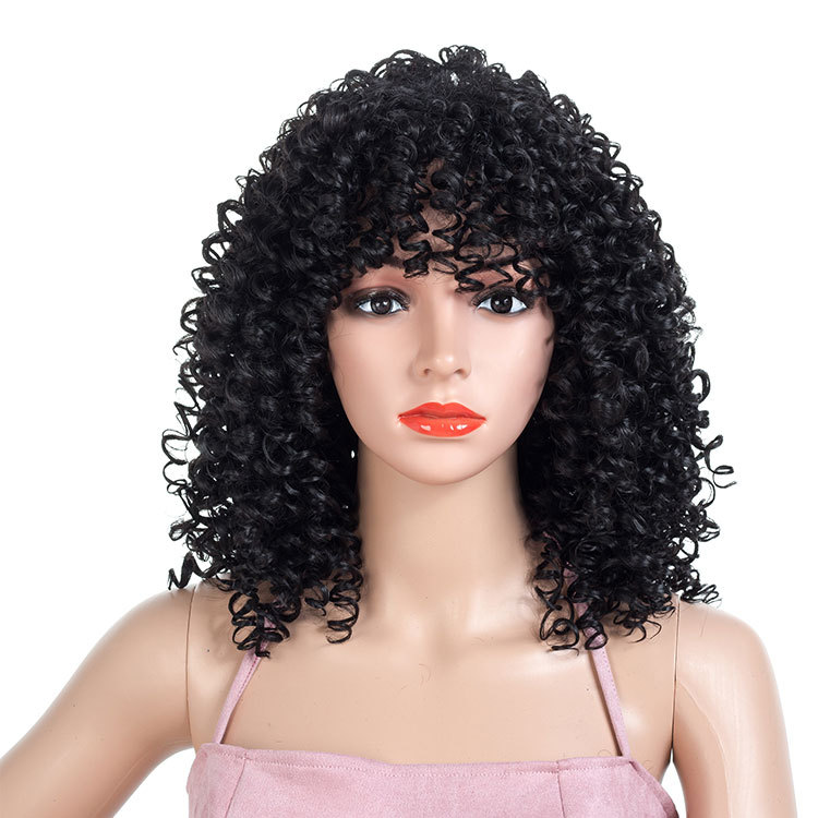 women wig explosion African burly wig short curly wine red black curly wigs