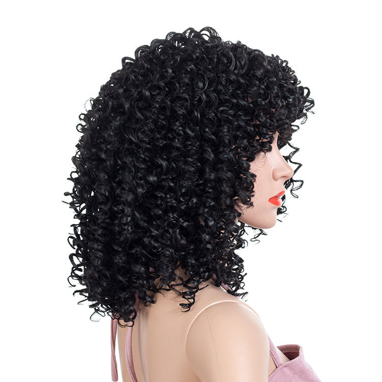women wig explosion African burly wig short curly wine red black curly wigs